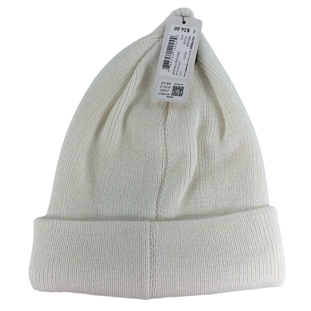 Adidas Originals Trefoil White Womens Fit Knit Beanie - Picture 3 of 11